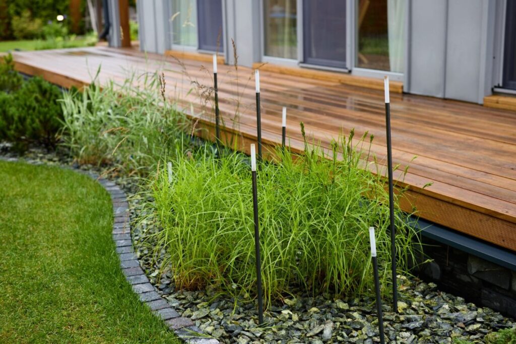 wooden deck in garden