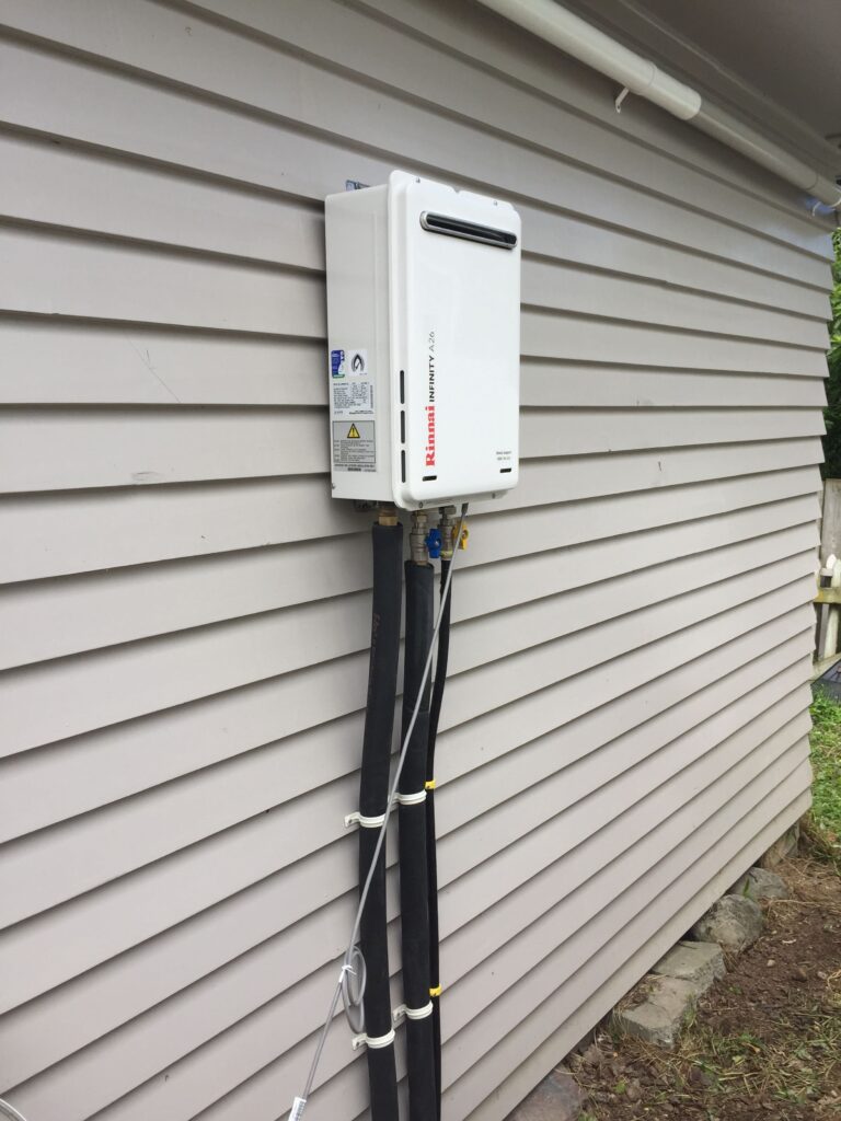 rinnai infinity installation on weatherboard house