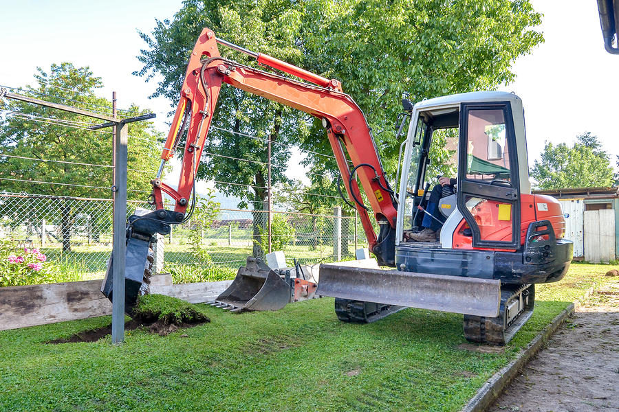 digger digging drainage system
